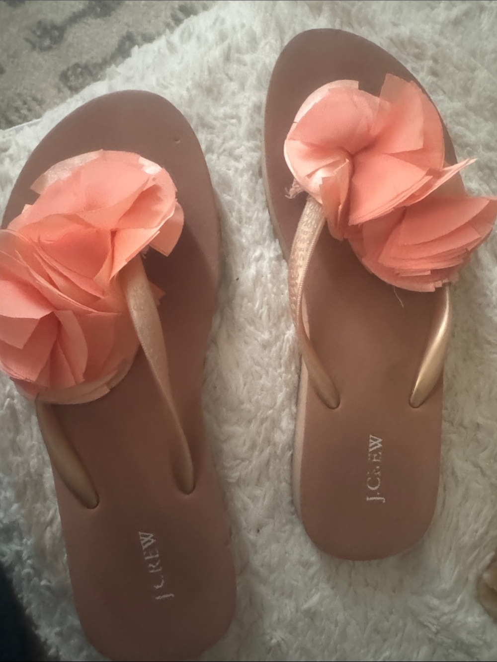 J. Crew Pink Floral Appliqué Flip Flop Sandals